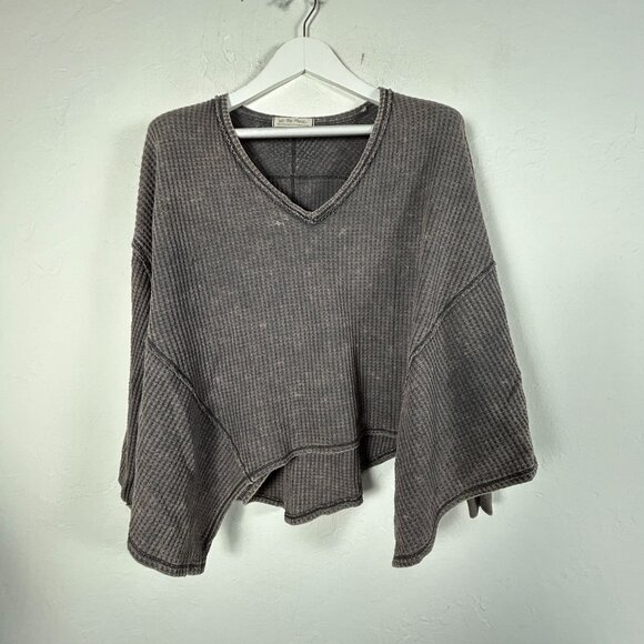 We The Free Womens Coraline Thermal Sweater XS Gray Waffle Knit Pullover Cozy - Picture 1 of 8